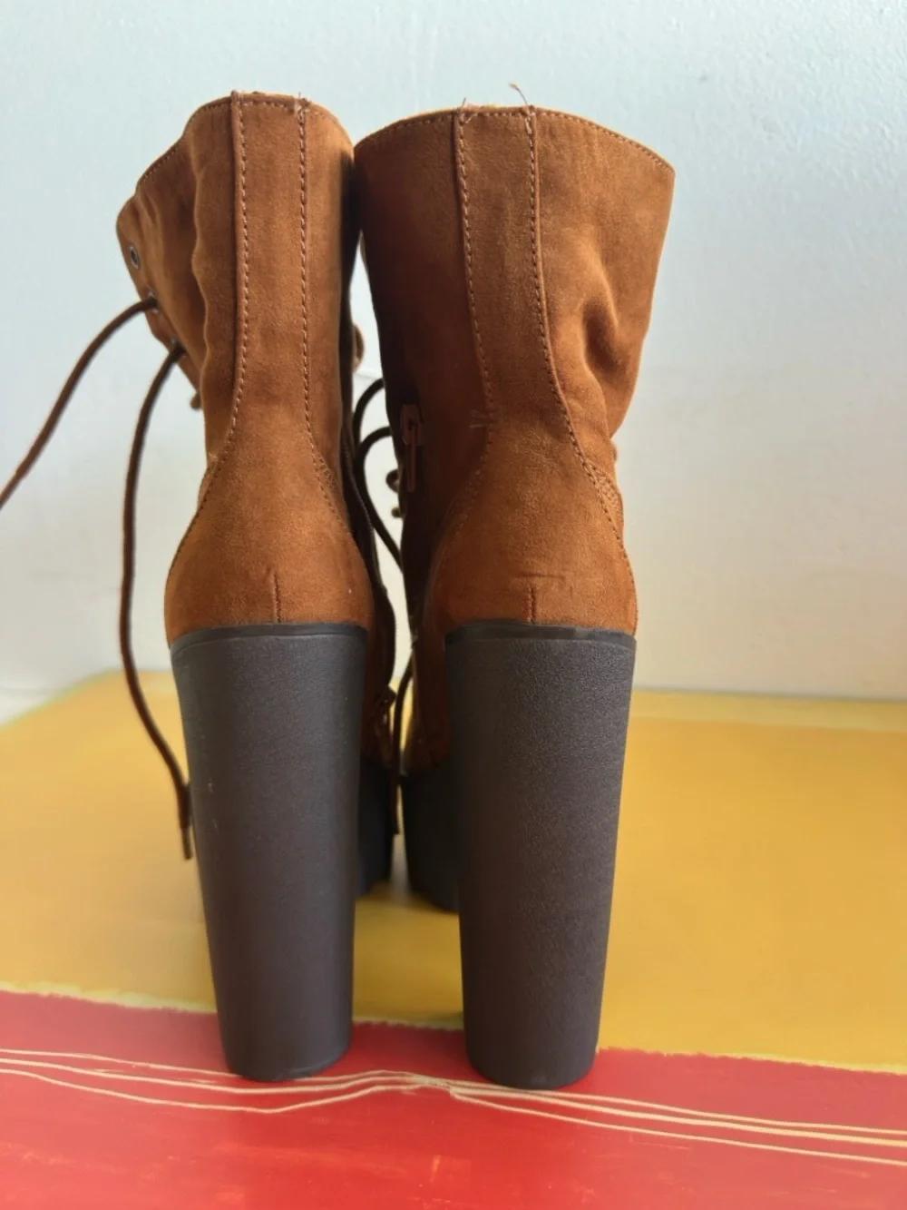 BAMBOO Faux Fur Platform Boots Size 7.5 But Fits 6.5